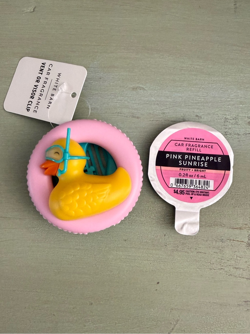 BBW BILLIE THE DUCK Car Fragrance Holder PINK PINEAPPLE SUNRISE Bundle Set